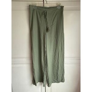 House of Harlow Olive Green Wide Leg Palazzo Pants Drawstring Waist Casual Comfy
